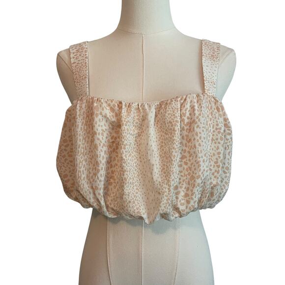 Y2K Forever 21 Bubble Crop Top Womens M Spotted‎ Soft Romantic Milkmaid 2000s - Picture 1 of 9
